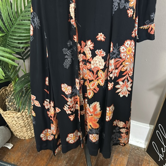 Free people Miranda dark floral midi dress boho button front Women’s size 4 - Picture 6 of 16